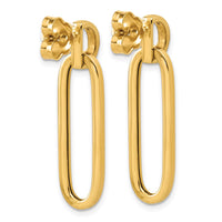 Load image into Gallery viewer, 14K Polished and Brushed Oval Dangle Post Earrings
