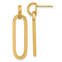 Load image into Gallery viewer, 14K Polished and Brushed Oval Dangle Post Earrings
