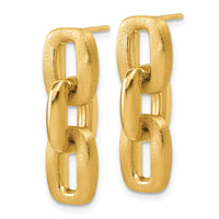 Load image into Gallery viewer, 14K Polished and Brushed Squared Link Dangle Post Earrings
