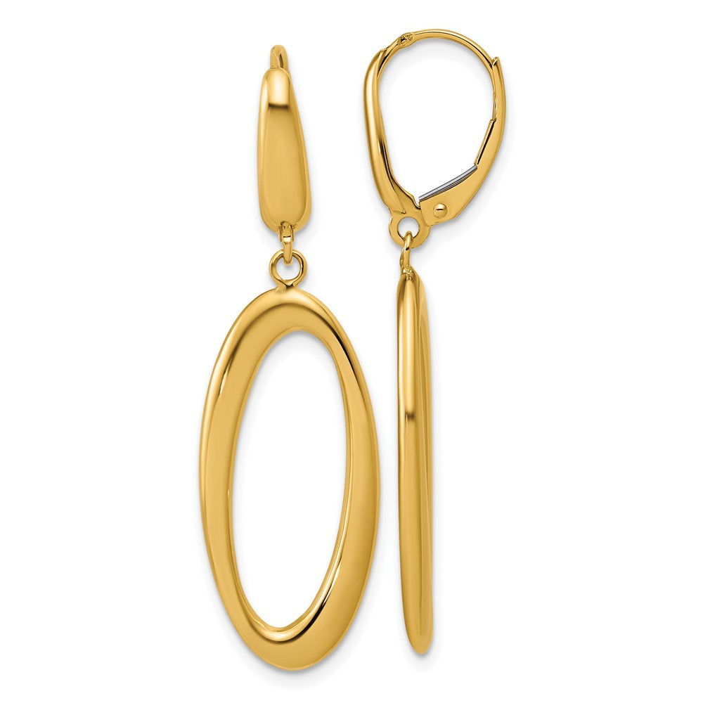 14K Polished Fancy Oval Leverback Earrings