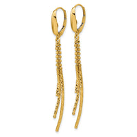 Load image into Gallery viewer, 14K Polished and  Dia-cut 3-strand Bar leverback Earrings
