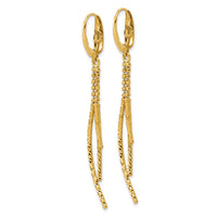 Load image into Gallery viewer, 14K Polished and  Dia-cut 3-strand Bar leverback Earrings
