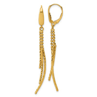 Load image into Gallery viewer, 14K Polished and  Dia-cut 3-strand Bar leverback Earrings

