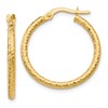 14K Polished and Textured Hinged Hoop Earrings