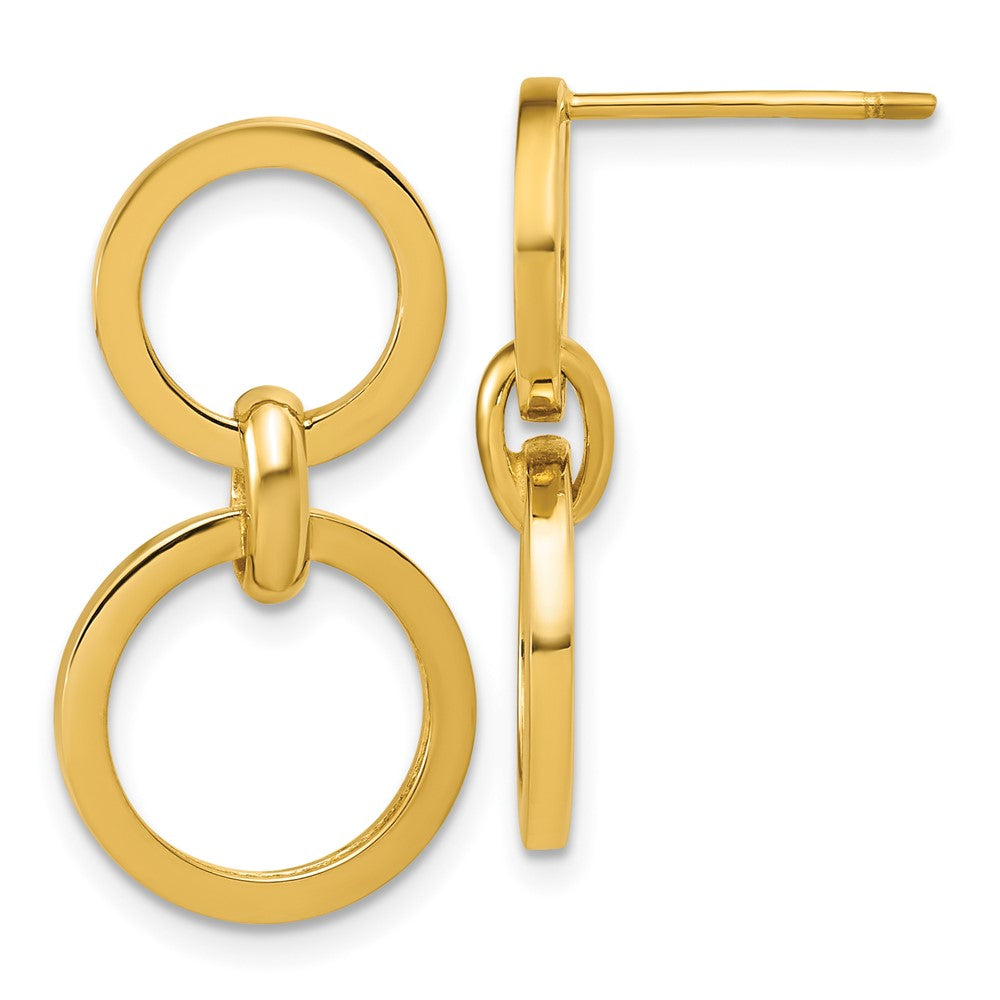 14K Polished Circle Post Dangle Earrings