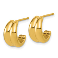 Load image into Gallery viewer, 14K Polished Grooved J-Hoop Post Earrings
