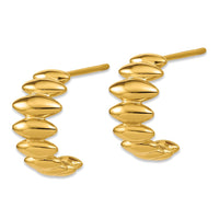 Load image into Gallery viewer, 14K Polished and Grooved J-Hoop Post Earrings

