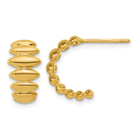 Load image into Gallery viewer, 14K Polished and Grooved J-Hoop Post Earrings

