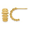 14K Polished and Grooved J-Hoop Post Earrings