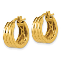 Load image into Gallery viewer, 14K Polished Grooved Round Hoop Earrings
