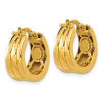 Load image into Gallery viewer, 14K Polished Grooved Round Hoop Earrings
