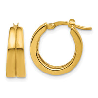 Load image into Gallery viewer, 14K Polished Grooved Round Hoop Earrings
