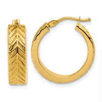 Load image into Gallery viewer, 14K Polished and Grooved Round Hoop Earrings
