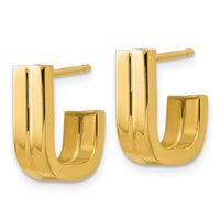 Load image into Gallery viewer, 14K Grooved J Hoop Post Earrings
