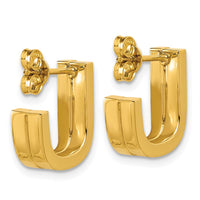 Load image into Gallery viewer, 14K Grooved J Hoop Post Earrings
