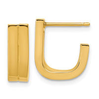 Load image into Gallery viewer, 14K Grooved J Hoop Post Earrings
