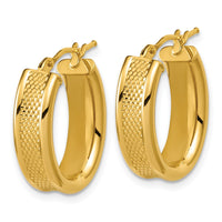 Load image into Gallery viewer, 14K Polished and Textured Oval Hoop Earrings
