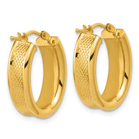Load image into Gallery viewer, 14K Polished and Textured Oval Hoop Earrings
