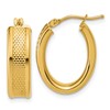 14K Polished and Textured Oval Hoop Earrings