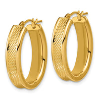 Load image into Gallery viewer, 14K Polished and Textured Oval Hoop Earrings
