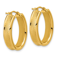 Load image into Gallery viewer, 14K Polished and Textured Oval Hoop Earrings
