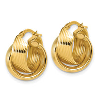 Load image into Gallery viewer, 14K Polished Grooved and Twisted Hoop Earrings
