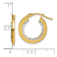 Load image into Gallery viewer, 14K w/White Rhodium Polished and Diamond-cut Round Hoop Earrings
