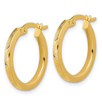 Load image into Gallery viewer, 14K Polished and Textured Round Hoop Earrings
