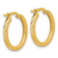 Load image into Gallery viewer, 14K Polished and Textured Round Hoop Earrings

