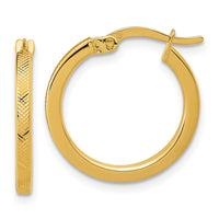 Load image into Gallery viewer, 14K Polished and Textured Round Hoop Earrings
