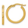 14K Polished and Textured Round Hoop Earrings