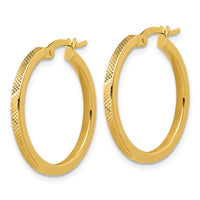 Load image into Gallery viewer, 14K Polished and Textured Round Hoop Earrings
