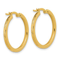 Load image into Gallery viewer, 14K Polished and Textured Round Hoop Earrings
