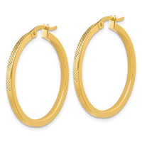 Load image into Gallery viewer, 14K Polished and Textured Round Hoop Earrings
