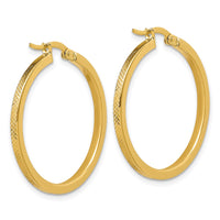 Load image into Gallery viewer, 14K Polished and Textured Round Hoop Earrings
