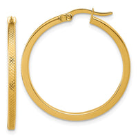 Load image into Gallery viewer, 14K Polished and Textured Round Hoop Earrings
