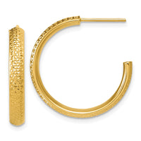 Load image into Gallery viewer, 14K Polished and Diamond-cut  J-Hoop Post Earrings
