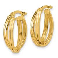 Load image into Gallery viewer, 14K Polished Grooved and Twisted Oval Hoop Earrings
