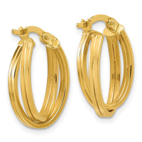Load image into Gallery viewer, 14K Polished Grooved and Twisted Oval Hoop Earrings
