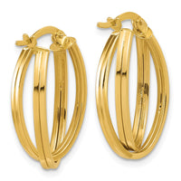 Load image into Gallery viewer, 14K Polished and Grooved Oval Twist Hoop Earrings
