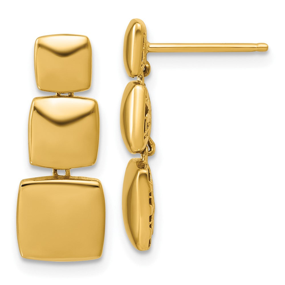14K Polished Square Dangle Post Earrings