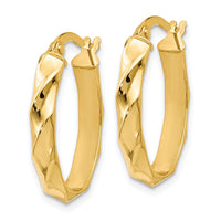 Load image into Gallery viewer, 14K Polished and Twisted Oval Hoop Earrings

