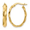 14K Polished and Twisted Oval Hoop Earrings