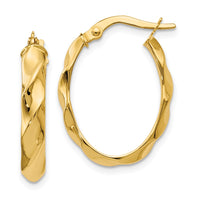 Load image into Gallery viewer, 14K Polished and Twisted Oval Hoop Earrings
