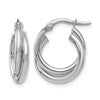 14K White Gold  Polished Twisted Double Hoop Earrings