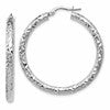 14K White Gold ForeverLite Polish/Textured Hoop Earrings