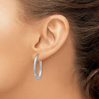 Load image into Gallery viewer, 14K ForeverLite White Gold Polished and Textured Earrings

