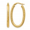 14K ForeverLite Polished and Textured Oval Hoop Earrings