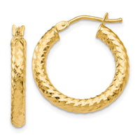Load image into Gallery viewer, 14K ForeverLite Polished and Textured Hoop Earrings
