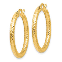 Load image into Gallery viewer, 14K ForeverLite Polished and Textured Hoop Earrings
